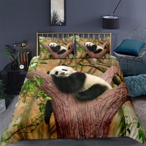 Animal Style 3D Panda Printed Quilt Cover Soft Duvet Cover&Pillowcase Bedding Set Bedroom Single Full Double Twin Queen King