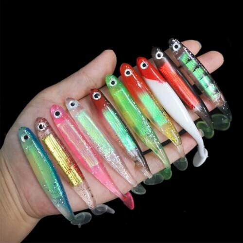 Hengjia 10pcs 10cm 5g Colorful Soft Rubber Wobbler Fishing Lure Paddle Tail Bait Swimbait for Bass Pike Carp