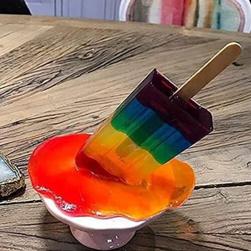 Transparent Melting Popsicle Sculpture Decoration Miniature Resin Craft Popsicles Ice Cream Accessories Garden Decor