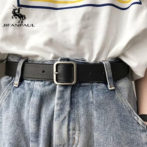 JIFANPAUL new casual youth retro metal square buckle belt female simple decoration jeans belt korean fashion belt for women