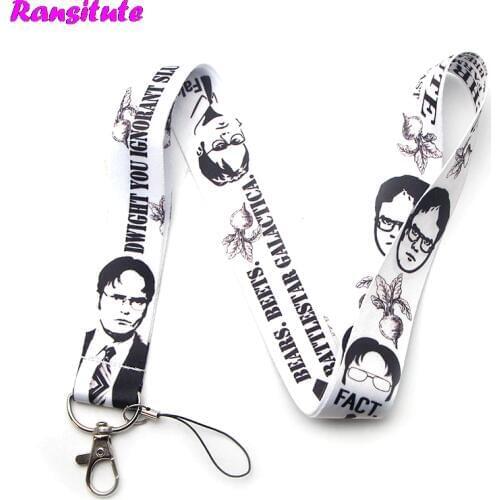 R195 The Office TV Show Lanyard Dwight Schrute Key ID Card Gym Mobile Phone Strap USB Badge Holder DIY Mobile Phone Lanyard