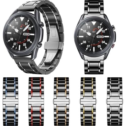 Correa Ceramic Strap For Samsung Galaxy Watch 3 45mm 41mm Ceramic Stainless Steel Watchband For Galaxy Watch 3 45mm