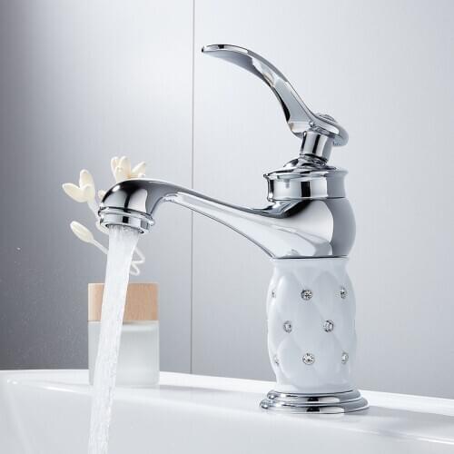 HOTBEST Bathroom Sink Faucet Single Handle Basin Faucets Diamond Water Mixer Hot Cold Bath Brass Mixer Tap