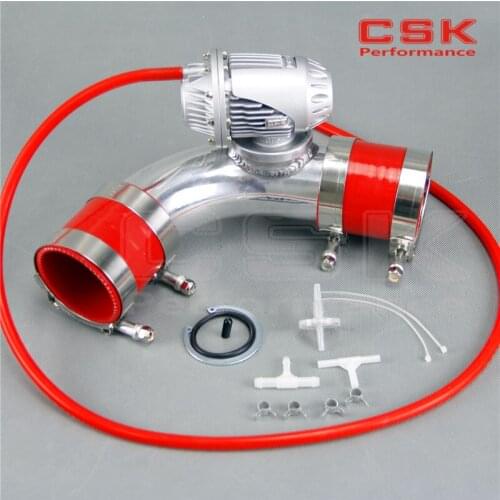 SQV Blow Off Valve BOV IV 4+2'' 50mm 90 degree Flange Pipe +RED silicone Hose kit