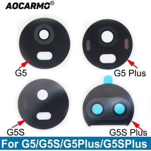 Aocarmo For Motorola Moto G5 / G5S / G5 Plus / G5S Plus Rear Back Camera Lens Glass With Adhesive Sticker Replacement Part