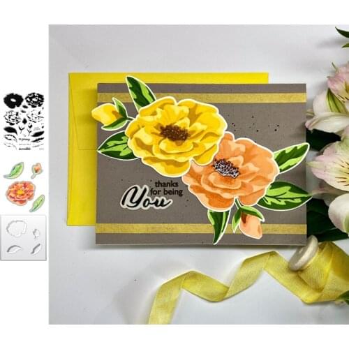 Flower Cutting Dies & Stamps & Stencil Scrapbook Dariy Decoration Stencil Embossing Template DIY Greeting Card Handmade