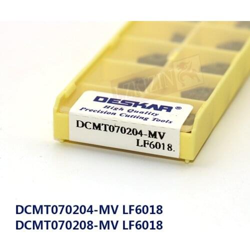 10PCS Carbide Inserts DCMT070204 DCMT070208 MV LF6018 CNC Lathe Cutting Tool Turning Tool Blade For Processing Stainless Steel