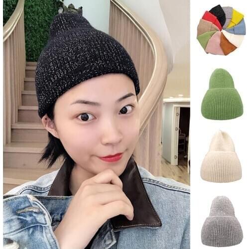 Knitted Warm Cap Knitted Beanie Hat Winter Hat Korean Women Female Mini Winter Warm Keeping Candy Color Knitted Beanie Cap Hat