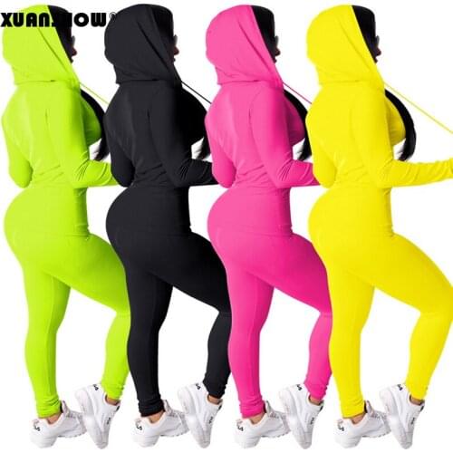 XUANSHOW Women Outfits Sets Casual Tracksuit Women 2 Piece Set Female Zipper Hooded Sweatshirts Long Pants Sportwear Hoodies Set