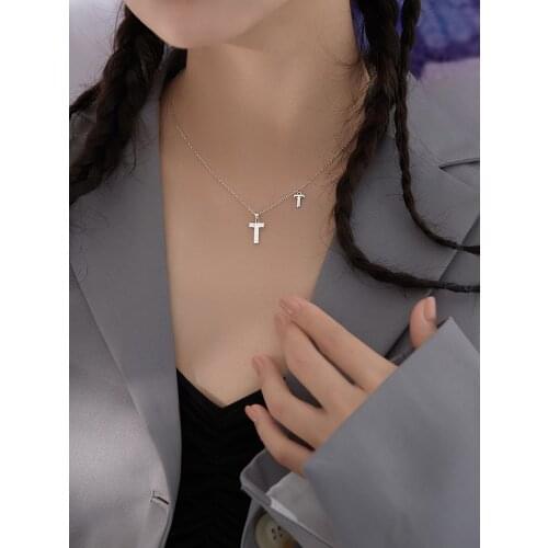 925 sterling silver jewelry with new simple creative English letter T pendant necklace clavicle chain for female birthday gifts