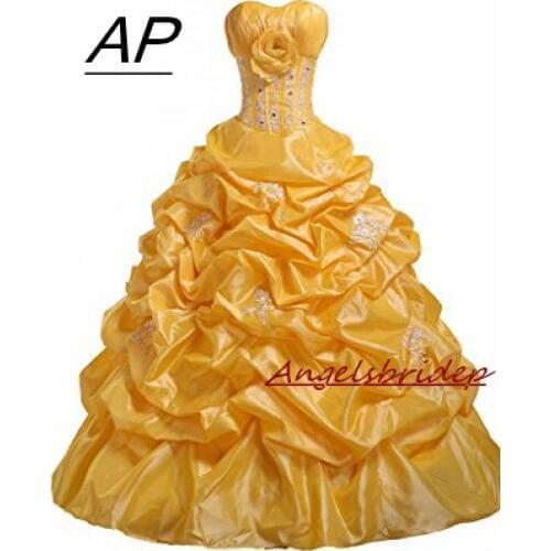 ANGELSBRIDEP Yellow Sweet 16 Ball Gown Quinceanera Dresses 2021 Distinctive Thorax flower Organza Vestidos De Debutante Gown Hot