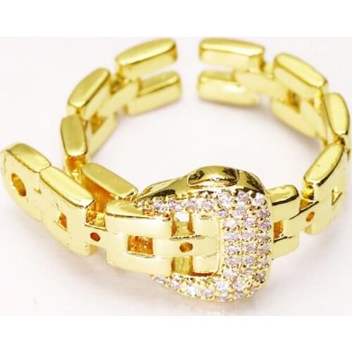 10 Pcs New design Belt shape rings Zircon rings Open rings jewelry Rings jewelry rings Gold color rings women Rings51339