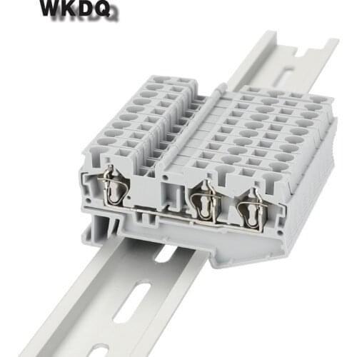 10pcs ST-4-TWIN One In Two Out Multi-Conductor Spring-cage Din Rail Terminal Block Connector