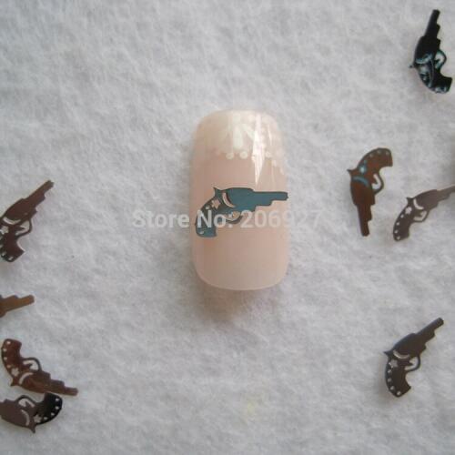 MS287-1 100pcs Silver Cute Gun Metal Sticker Nail Art Metal Sticker Nail Art Decoration Non-adhesive Sticker