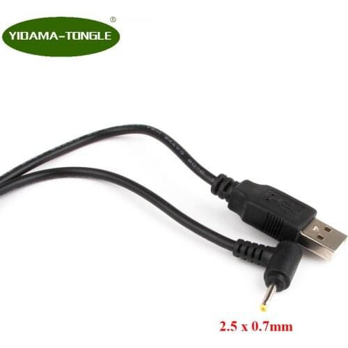 DC power adapter plug USB convert to 2.5*0.7mm/DC 2507 2.5 x 0.7mm Black L Shape Right Angle Jack with cord connector cable