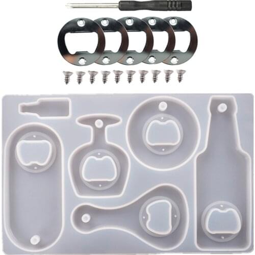 Shiny Bottle Opener Mold Silicone Molds DIY Resin Epoxy Keychains Mould For Jewelry Key Ring Pendant Decoration