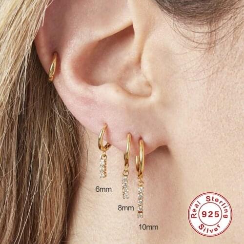 BOAKO 925 Sterling Silver Clear Zircon Long Line Drop Earring Women Fashion Crystal Tassel Dangle Piercing Pendiente Jewelry 3PC