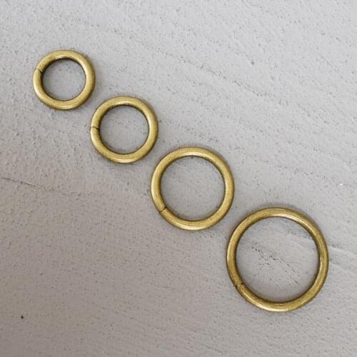 100 Pcs 15/20/25/30mm Bronze O Ring Metal Buckle for Handbag Strap Dog Webbing Snap Clasps Purse Handle Connector DIY Leather