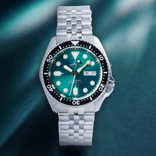 HEIMDALLR SKX007 Watch Green Dial Oyster Bracelet NH36 Automatic Self Wind Mechanical Watches Sharkey Diver Luxury Watch Men