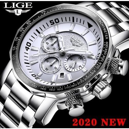 2020 LIGE Men Watches Top Brand Luxury Wrist Watch Male Waterproof Military Sport Watch Men Full Steel Quartz Clock Reloj Hombre