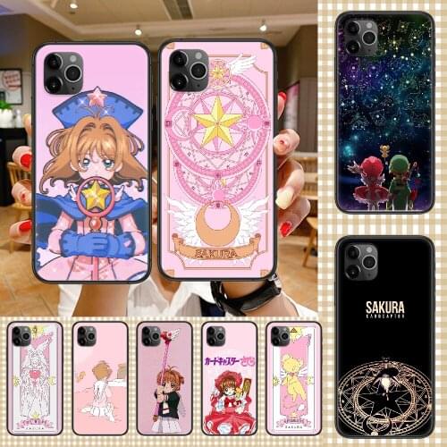 Anime Clow Card Captor Phone Case Cover Hull For iphone 5 5s se 2 6 6s 7 8 12 mini plus X XS XR 11 PRO MAX black luxury coque