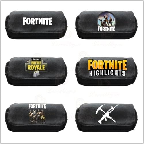 Fortnite Black Canvas Large Capacity Pencil Cases Bags Fabric Pen Box Pouch Case Student School Office Stationary Supplies