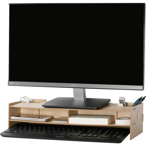 Wooden Office Desk Organizer Neck Protective Computer Monitor Higher Holder Table Storage Racks for Stationary/Sundries