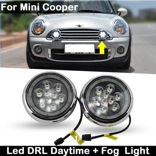 For Mini Cooper R55 R56 R57 R58 R60 R61 F55 F56 2-IN-1 High Brightness White LED DRL Daytime Running Light And Fog Lamp