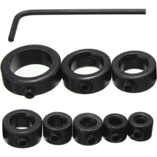 For Standard And Brad-Point Bits Drill Bit Depth Stop Collar Woodworking Drilling Set Screw Type 8 Sizes Hex Wrench