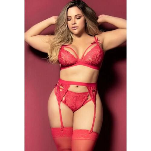 Women Sexy Lace Sleepwear Lingerie Temptation Bra Set Transparent Panties Underwear Bras+G-string Nightwear Sets