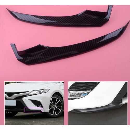 DWCX 2PCS ABS Carbon Fiber Texture Car Front Bumper Lip Corner Sticker Trim Cover Fit for Toyota Camry 2018
