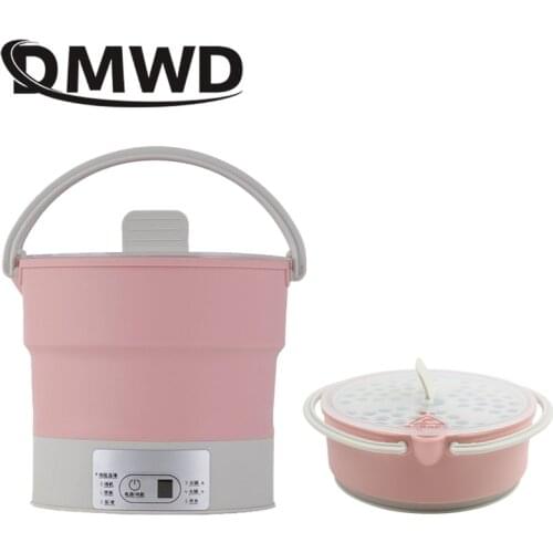 DMWD Folding Silicone Electric Kettle Travel Water Heating Boiler Noodles Soup Pot Food Cooker Hotpot Cooking Skillet 110V 220V