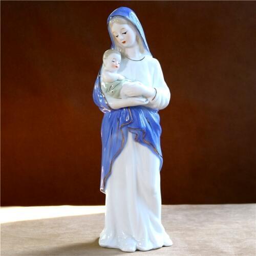 Handmade Ceramics Bust Virgin Mary Sculpture Porcelain Jesus Christ Statue Bible God Decor Art and Craft Ornament Accessories
