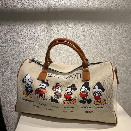 Disney Mickey cartoon canvas handbag Minnie ladies mens messenger bag large capacity shoulder bag