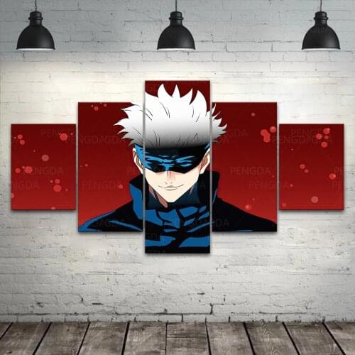 Printed Jujutsu Kaisen Canvas Painting Wall Art Gojo Satoru Fushiguro Megumi Poster Home Decor Bedroom Modular Anime Pictures
