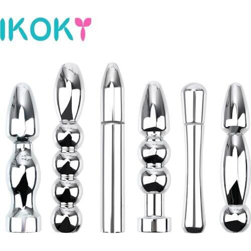 IKOKY E-Stimulation Dildo Medical Sex Toy Sex Toys For Women Electro Shock Butt Plug Metal Anal Plug Vaginal Plug Anal Massage