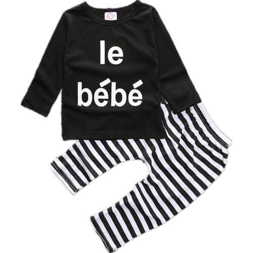 Newborn Babys Sets Boys Autumn Long Sleeve Costumes T-Shirt +Striped Pants 2 Piece Suit Infant Cotton Pullover O-Neck Clothing