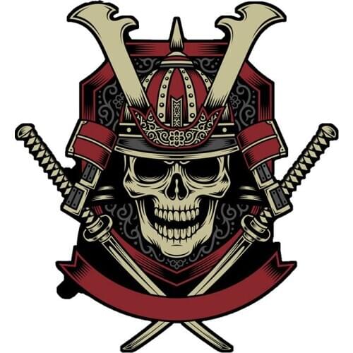 The Samurai Warrior Skull Creative Colorful Personality PVC Waterproof Car Decal Is Suitable for All Kinds of Cars, 14cm*13cm