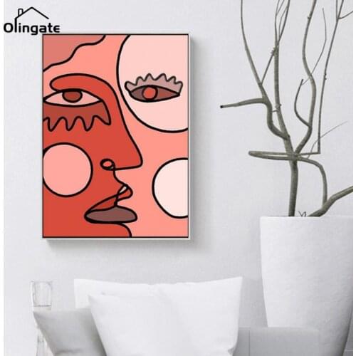 Creative Canvas Paintings Abstract Cubism Face Drawing Pictures Wall Art Poster Print for Living Room Home Decoration No Frame