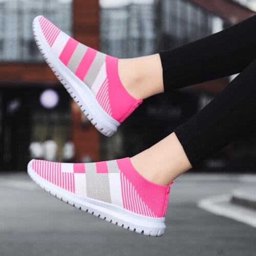 Moipheng Women Casual Vulcanized Shoes Ladies Mesh Sneakers Gingham Flat Light Slip on Female Footwear Size 43 Feminino Zapatos