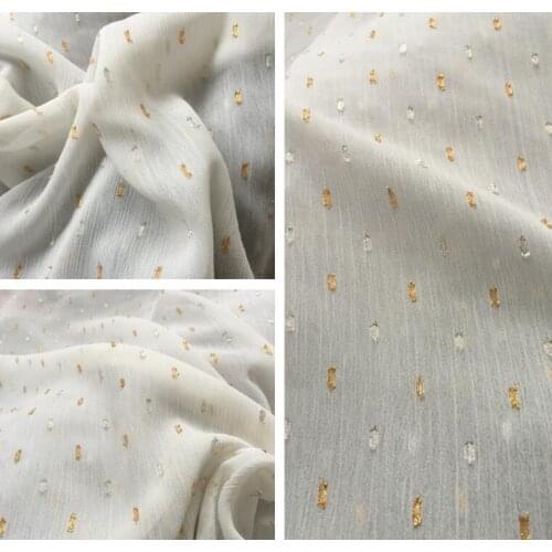 Metallic crepe chiffon glittery fabric soft breathable crinkle chiffon dress fabric