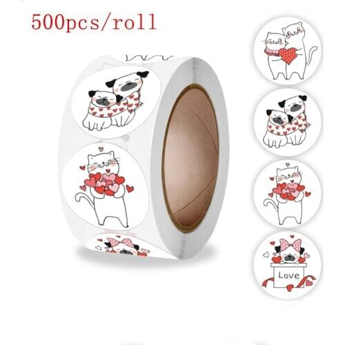Sweet Heart Love Gift Packing Stickers Happy Valentines Day Decoration Sealing Labels Stickers For Wedding Festival Party
