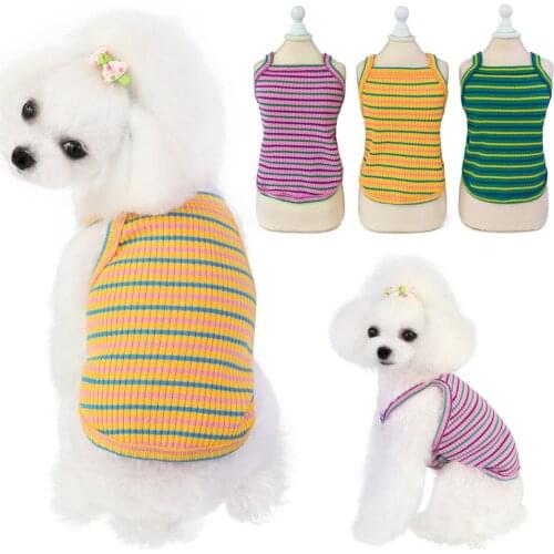 2021 New Pet Dog Clothes Puppy Vest Camisole Cute rainbow striped T-shirt Summer Pet Dog Clothing Shirt Ropa Perro