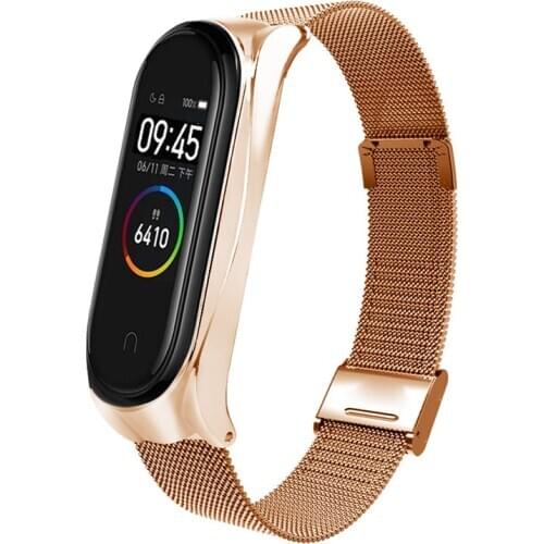Fashion newly elegance Metal Mesh Strap Bracelet Band Wriststrap Belt for Xiaomi Mi Band 3/4 UY8