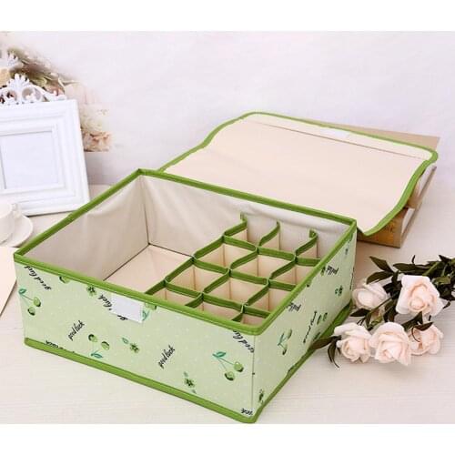 Underwear Organizer 2 in 1 Dust-proof Oxford Cloth Foldable Bra Separate Grids Box Multifunctional Socks Organizer Box for Home