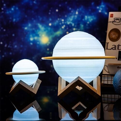 Rechargeable creative lamp 3D printing Saturn lamp smart home night light led indoor bedroom lamp living room lamp home decor