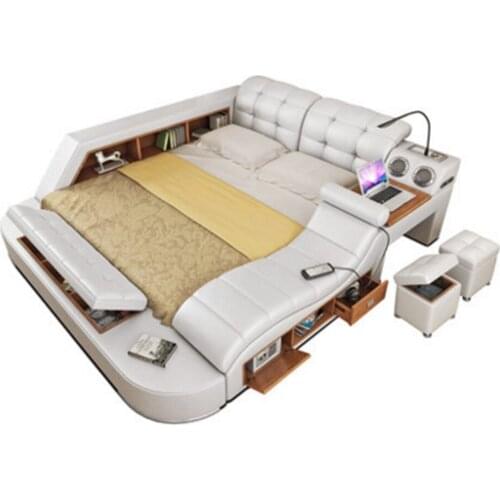 Real Genuine leather bed frame Modern Soft Beds Home Bedroom Furniture camas lit muebles de dormitorio yatak mobilya quarto bett