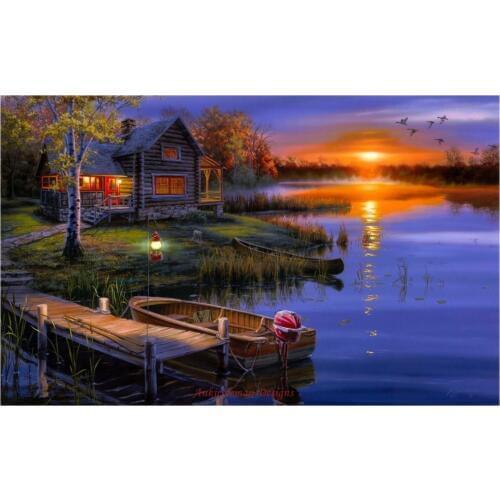 Needlework for embroidery DIY Craft DMC High Quality - Counted Cross Stitch Kits 14 ct Oil Painting - Autumn At The Lake