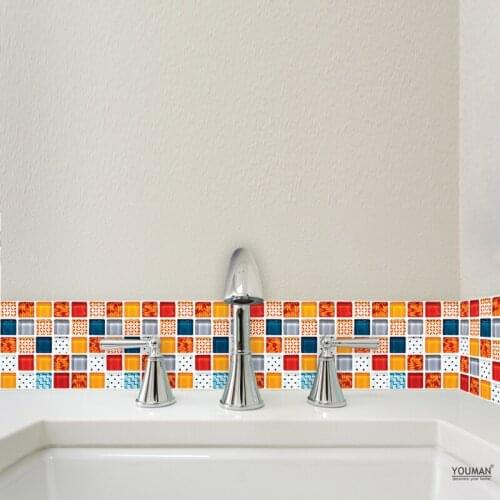 Self Adhesive Mosaic Tile Wall Sticker Kitchen Bathroom Decor Vinyl Wall Sticker Waterproof Peel Stick PVC Tiles Panel Wallpaper