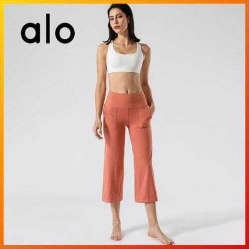 Alo Yoga Sexy Womens Pants Cropped Pants 6-Color Stretch Slim Running Sports Fitness Pants Gym Leggings 2082